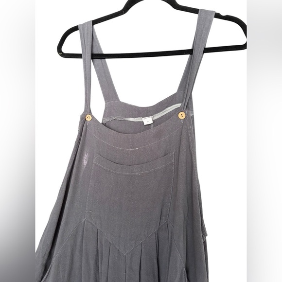 Caracilia Women's Wide Leg Overalls Gray with Pockets Adjustable Straps Flowy XL - Picture 3 of 6